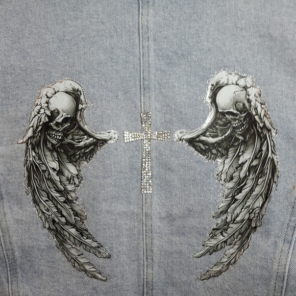 SKULLS/CROSS BOLERO JEAN JACKET - Picture 5 of 8